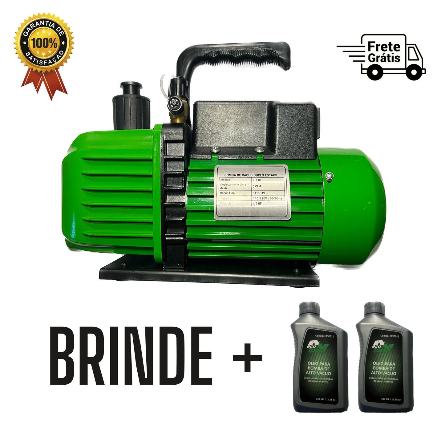 Kit Refrigeração 03 - Bomba de Vácuo 5CFM (ET140) + Manifold (ET361) + Flangeador (CT 278L) + Vacuômetro (ETV80)