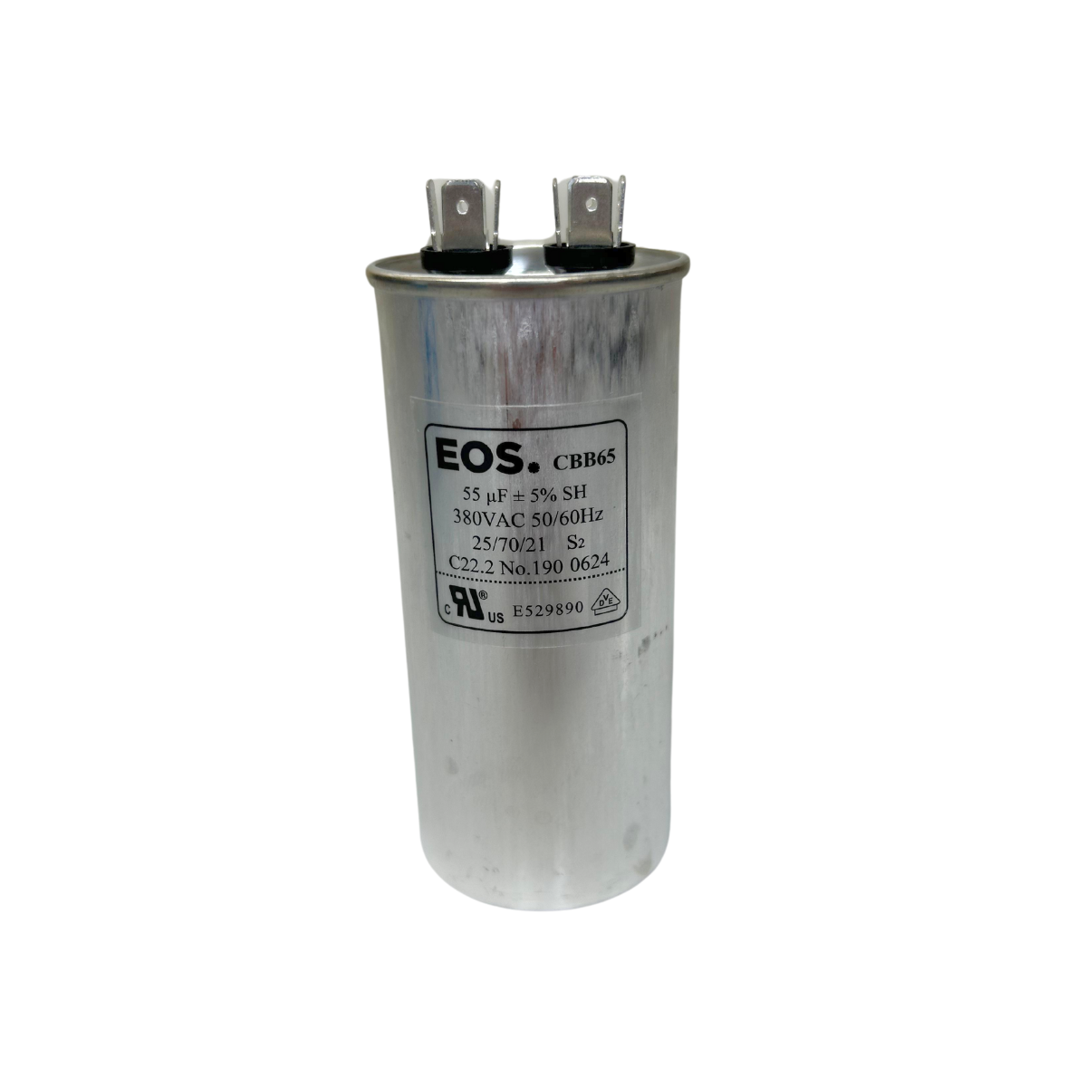 CAPACITOR 55 MFD 380V C/TERMINAL 50X110 CORPO ALUMINIO - EOS