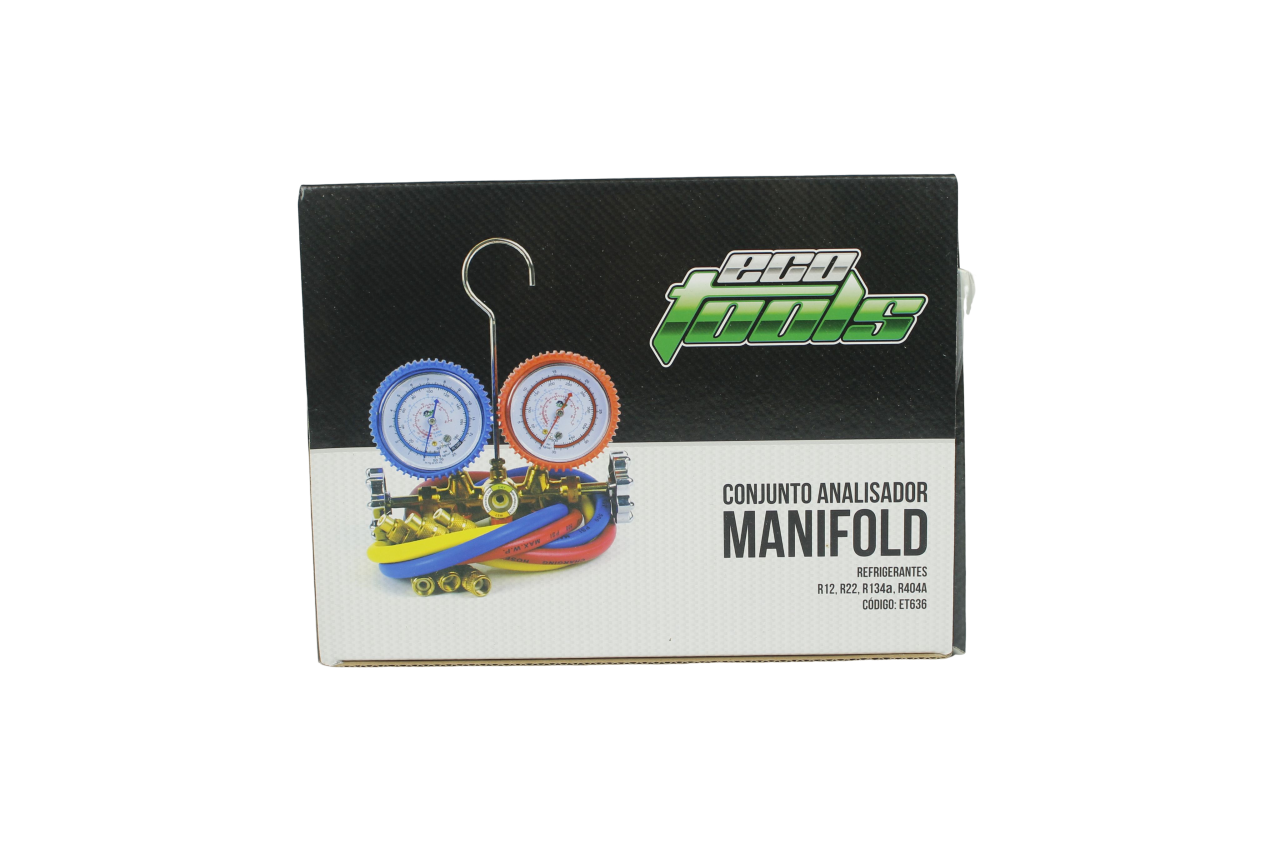 Kit Manifold com Mangueira 90cm R12/R22/R134/R404A (ET636) + Alicate Amperímetro Digital 400A (DCM6003)