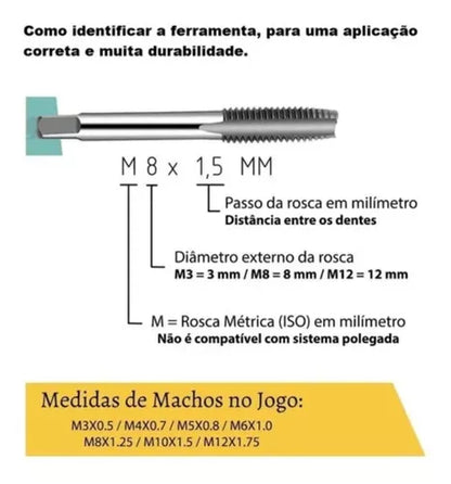 Kit de 8 Peças Machos Manual com Vira Macho (9VD) - EDA